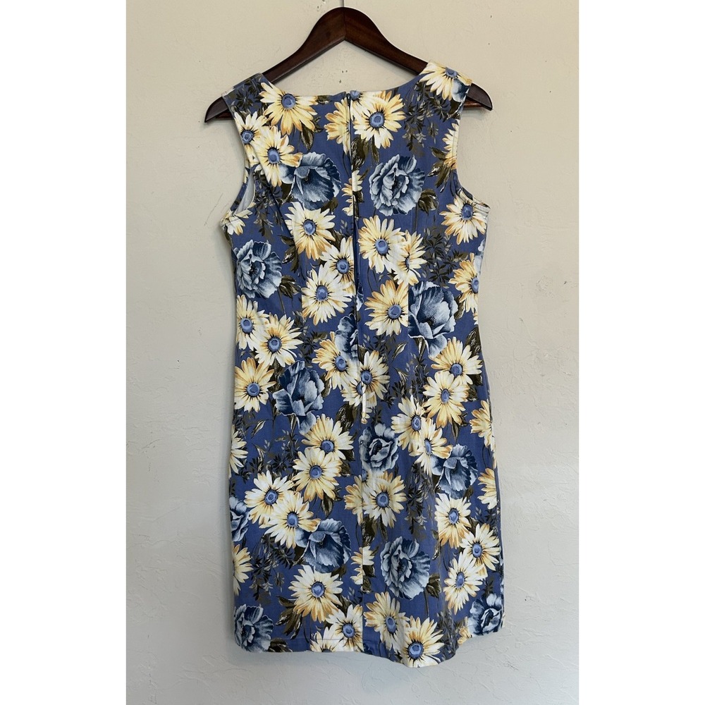Vintage Y2K 90s Faded Glory Floral Mini Dress 12 Sunflower Pinafore Overall - Picture 2 of 6